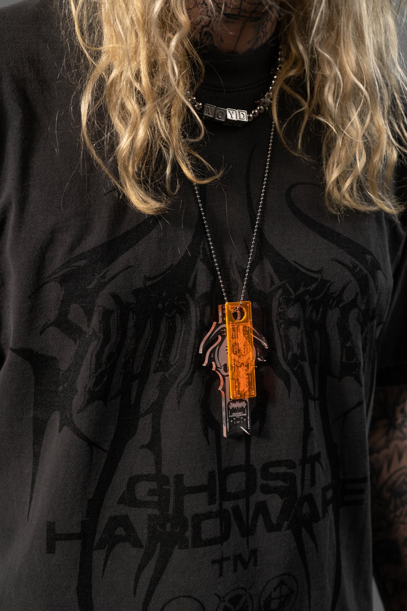 Svdden Death x Ghost Hardware clear hangtag ball chain necklace